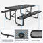 Ensemble de table longue et de chaises noires de 6 pi avec trou pour parasol