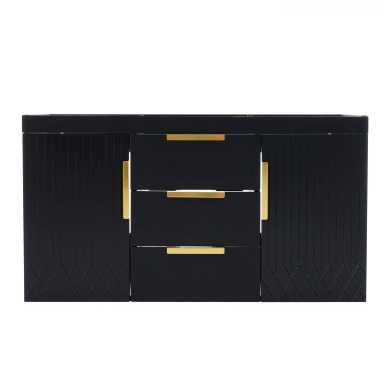 Armoire de rangement murale moderne, 2 tiroirs en bois, Noir, noir, noir, noir
