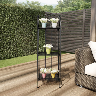 Support pour plante Peirce - présentoir de jardin vertical à 3 niveaux avec tablettes décalées