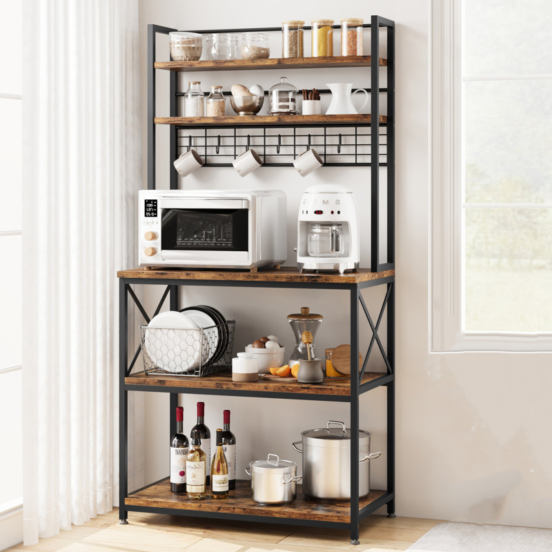 Adlyn 79.75" Metal Standard Baker's Rack with Microwave Compatibility