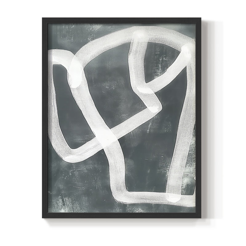 Impression abstraite encadrée LXIV - prête à être suspendue - fabriquée aux États-Unis, H 29 po x l 23 po, Noir