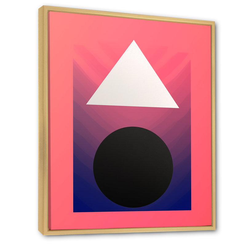 «Beyond Boundaries Retro Geometrics In Pink», reproduction d'art sur toile géométrique moderne, Cadre naturel flottant