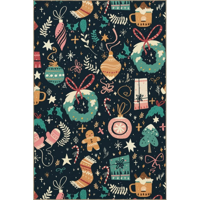 Tapis décoratif moderne à motifs mixtes, Rectangle 2 pi 4 po x 4 pi