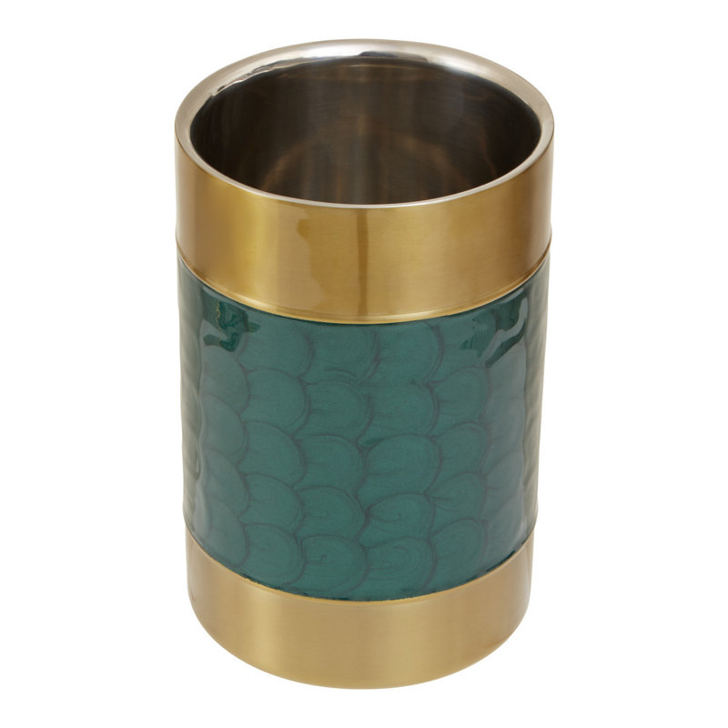 Carolina Black Enamel Wine Cooler, Green/Gold