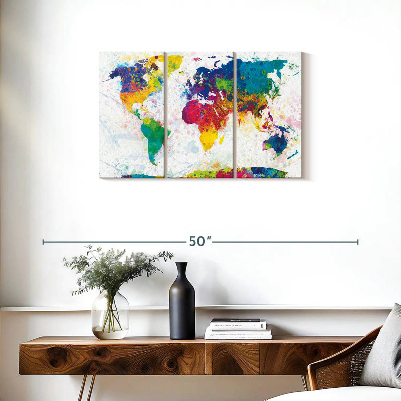 Aliaz Color Speckled World Map, 20" H x 33" W