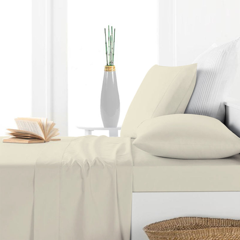 Prasoon 400 Thread Count Egyptian 100% Cotton Sheet Set, Double, Ivory