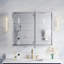 Ensemble miroir de salle de bain encastré ou en saillie de 91,4 cm (L) x 76,2 cm (H) avec armoire à pharmacie biseautée et étagères en verre ajustables-1469707613