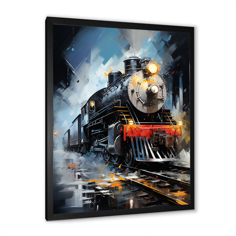 Abstrait train fluide - impressions murales modernes, H 44 po x l 34 po x P 1,5 po, Cadre photo noir