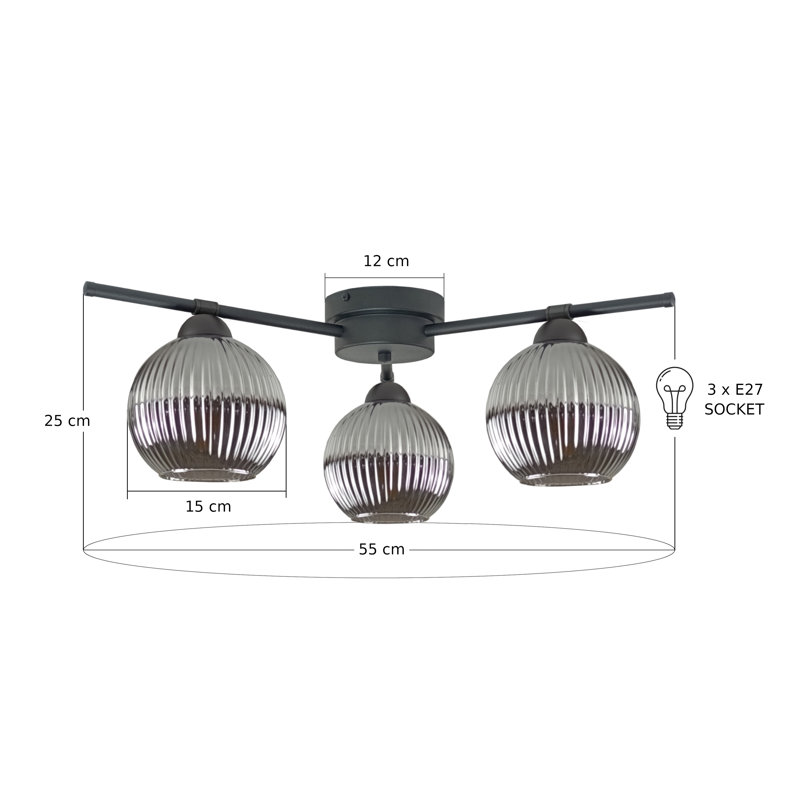 Albedo 3-light Flush Mount, Black