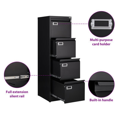 Latitude Run® 4-Drawer Vertical Filing Cabinet & Reviews | Wayfair