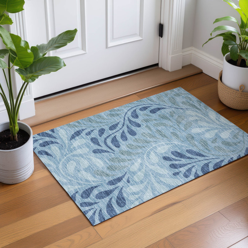 Machine Washable Indoor/Outdoor Chantille ACN2411 Botanical Rug, Rectangle 1'8" x 2'6"