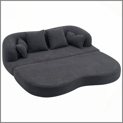 Canapé-lit 2 en 1 pliable, canapé-lit convertible pliable sans os de 70 pouces, 4 coussins pour le salon, noir