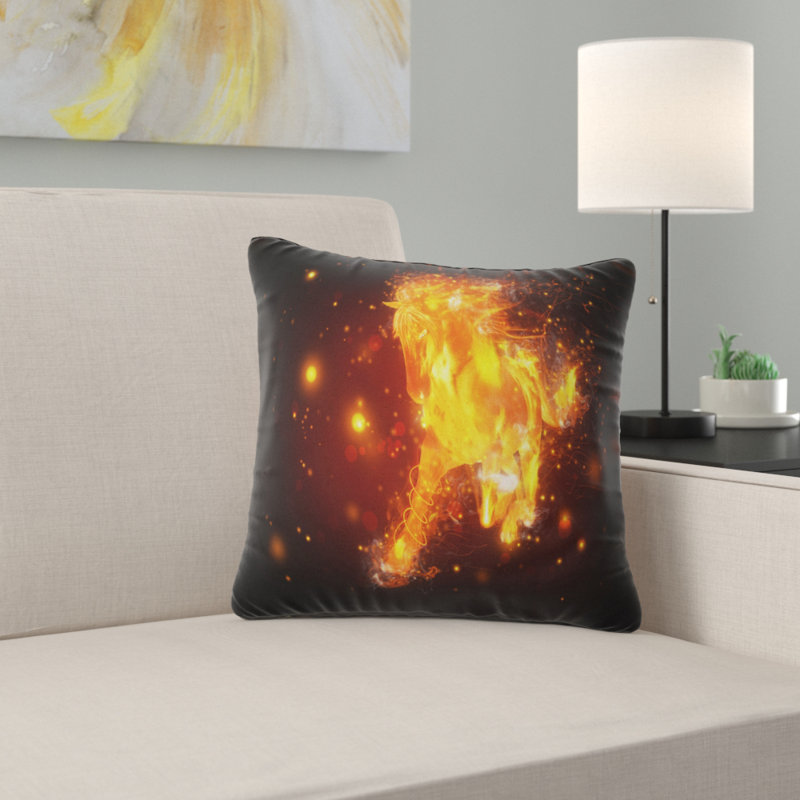 Abstrait cheval de course - oreiller imprimé animal, 16 po x 1 po, Coussin décoratif
