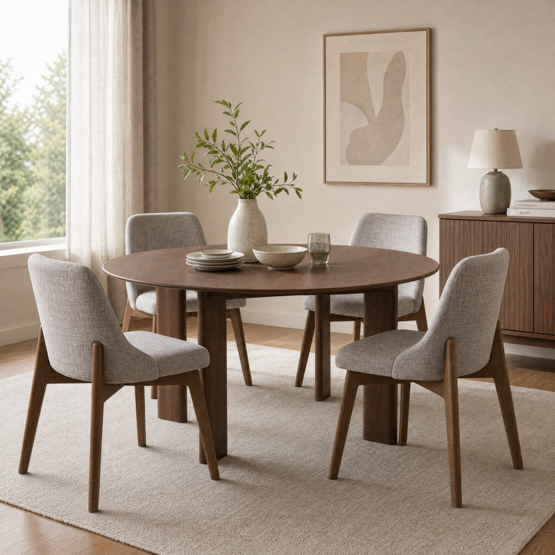 Ensemble de table de salle à manger 59 po avec 4 chaises de salle à manger rembourrées 5 pièces, 5 Pieces: Table, 4 Chairs