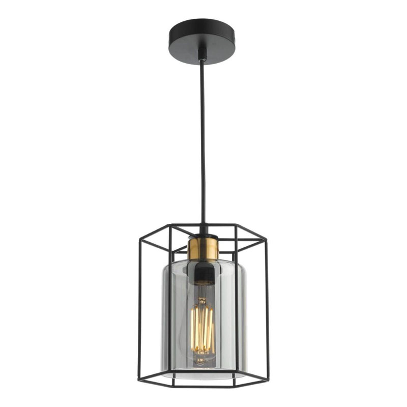 1 - Light Matte Black Caged Pendant