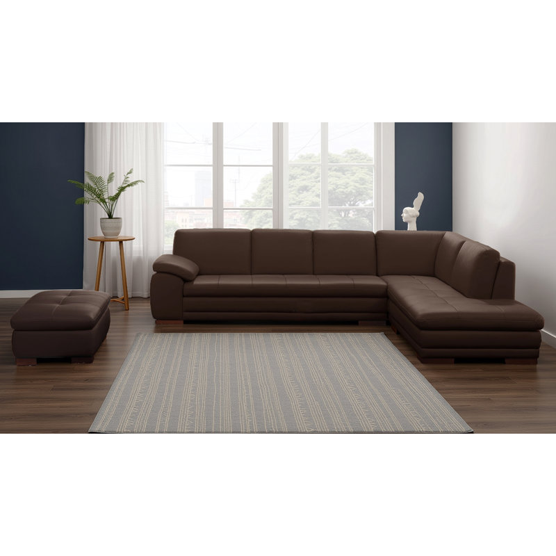 Canapé modulaire 3 pièces Nottingham, Cuir brun