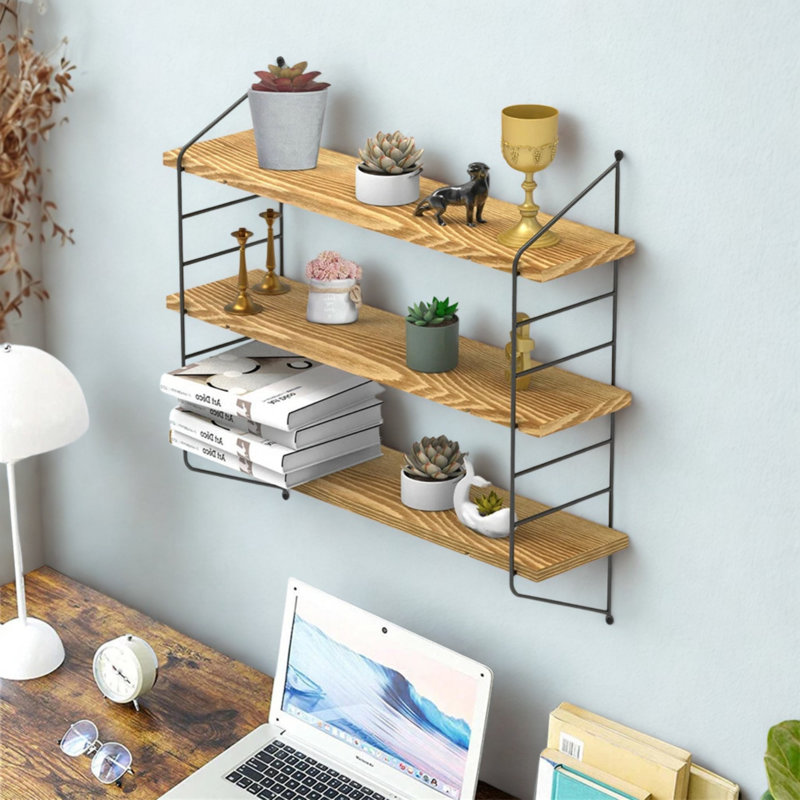 Industrial Wall Mounted Floating Shelf, 55 cm H x 58 cm L x 15 cm D