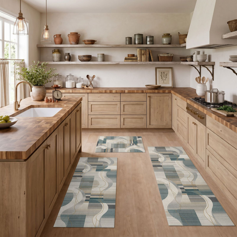 Wave Stripe Non-Slip Washable Kitchen Mats