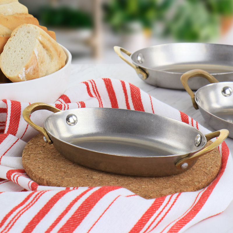 6 Piece Mini Oval Au Gratin Pan Set with Brass Handle