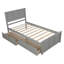 Lit plateforme avec rangement, 2 tiroirs avec roulettes, structure simple-1278693086