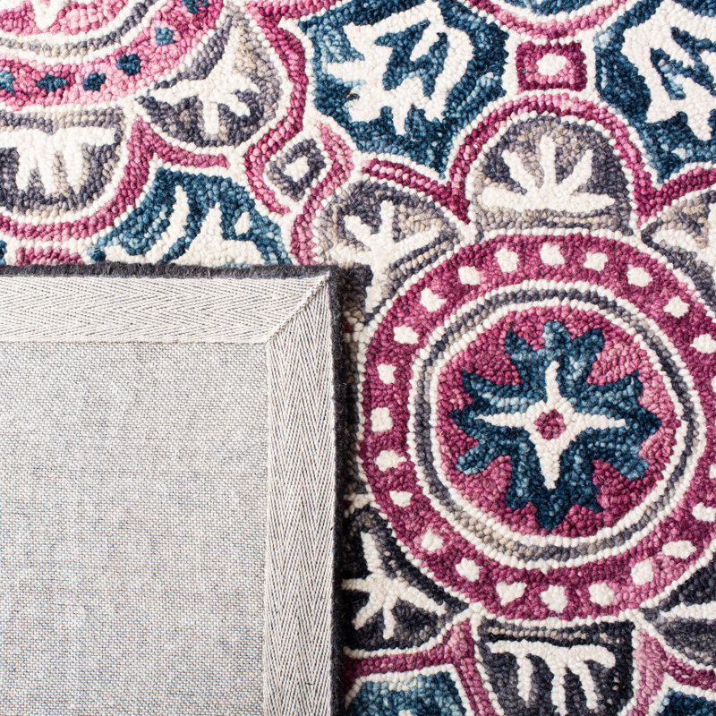 Tapis oriental en laine et coton touffeté à la main avec micro-boucle, Rectangle 5 pi x 8 pi
