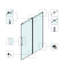 Porte de douche fixe et coulissante 78 po x 76 po, quincaillerie de tube carré, porte de douche en verre transparent, verre trempé de 3/8 po (10 mm), acier inoxydable, noir mat