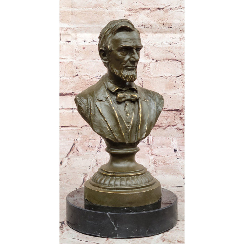 Statue présidentielle de bronze à buste Abraham Lincoln sur base de marbre
