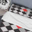 Patchwork noir et blanc - ensemble de housse de couette abstrait - polyester microfibre-231805524