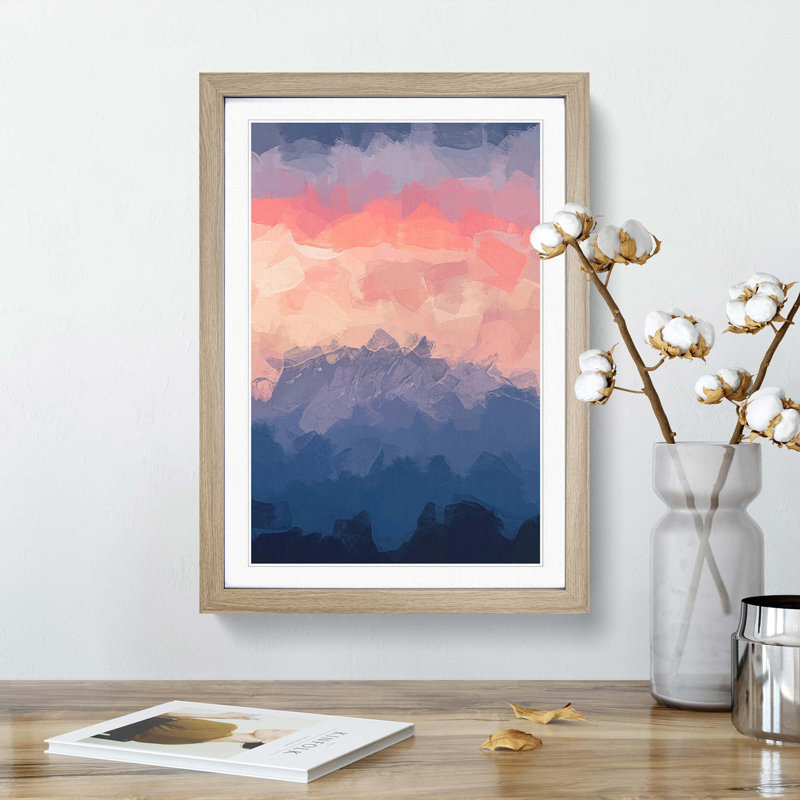 Swiss Mountain in Abstract - Framed Print, 36cm H x 27cm W x 2cm D, Oak Framed