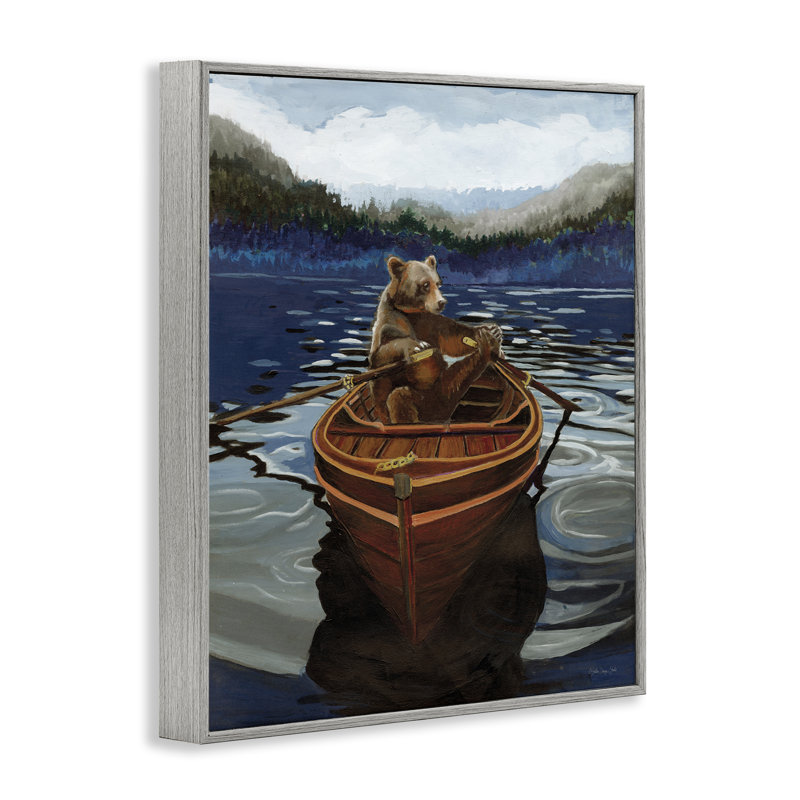 Ours brun sur une barque, art giclée par Stellar Design Studio, Estampe numérique Farmhouse, H 30 po x l 24 po