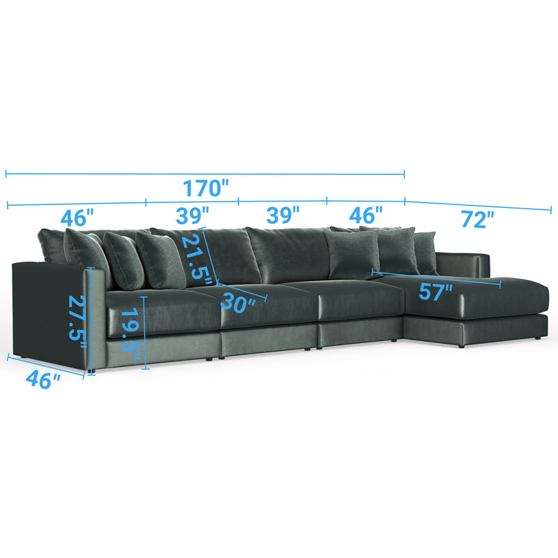 Nyrie 4-piece Modular Sectional, Green Polyester