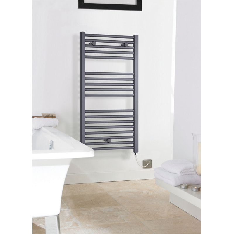 Spa Collection Straight Towel Rail Heated Towel Rails, Anthracite, 92cm H x 48cm W x 3cm D