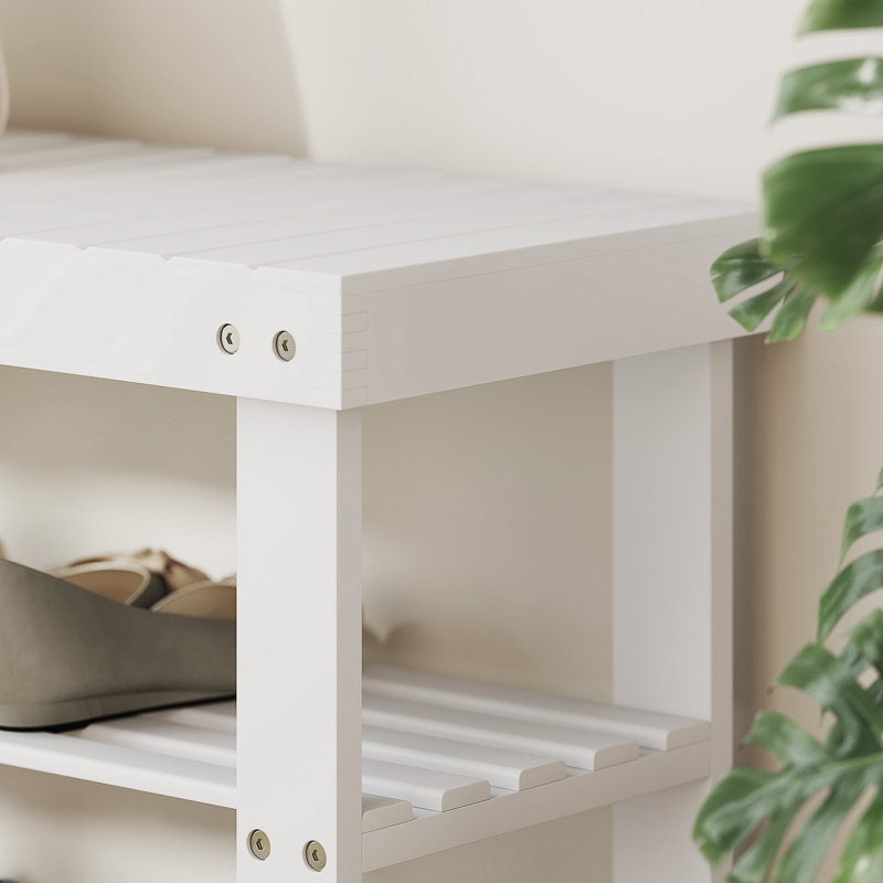 Banc de rangement en bambou pour chaussures, banc d'entrée à 3 niveaux, blanc, Blanc