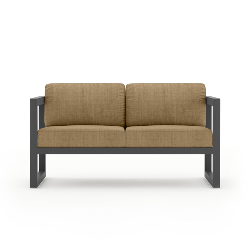 Avion 3 Piece Loveseat Set, Canvas Heather Beige Sunbrella® Canvas, Slate