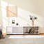 Cat Tv Stand In Delicate Cream White With Convenient Storage And Easily Removable Sliding Door Stylish Nuance