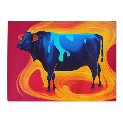 Beguiling Cow Abstract  Glass Chopping Board