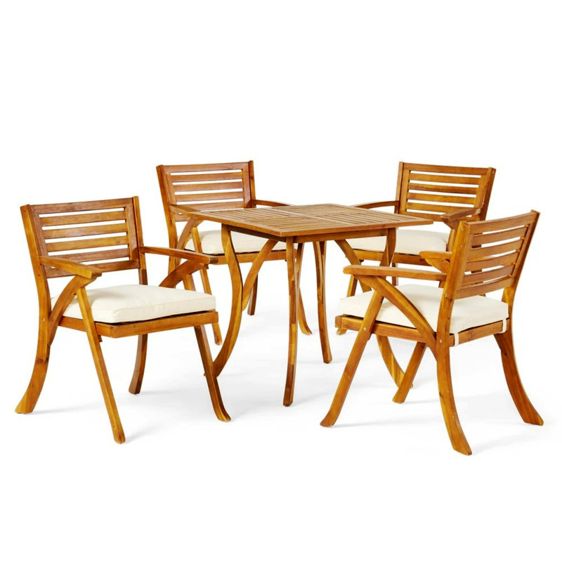 Ensemble repas d'extérieur 5 pièces avec coussins