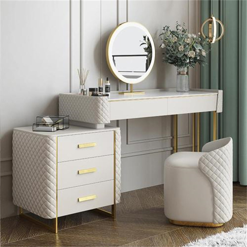 Ensemble coiffeuse Dekyra avec tabouret et miroir