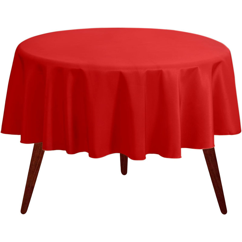 Ambee Round No Pattern Polyester Tablecloth, 70" Round, Red