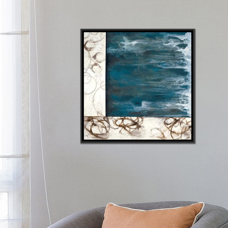 « stream », impression sur toile, H 18 po x l 18 po x P 1,5 po, Toile avec cadre noir, Pas de tapis