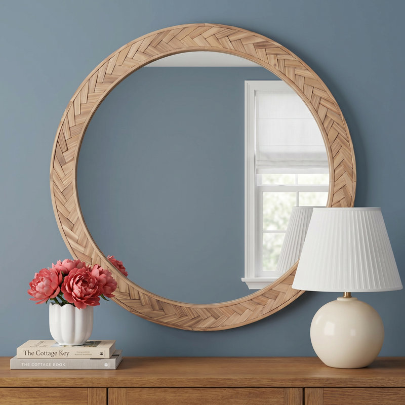 Frony Round Pieced Wood Wall Mirror