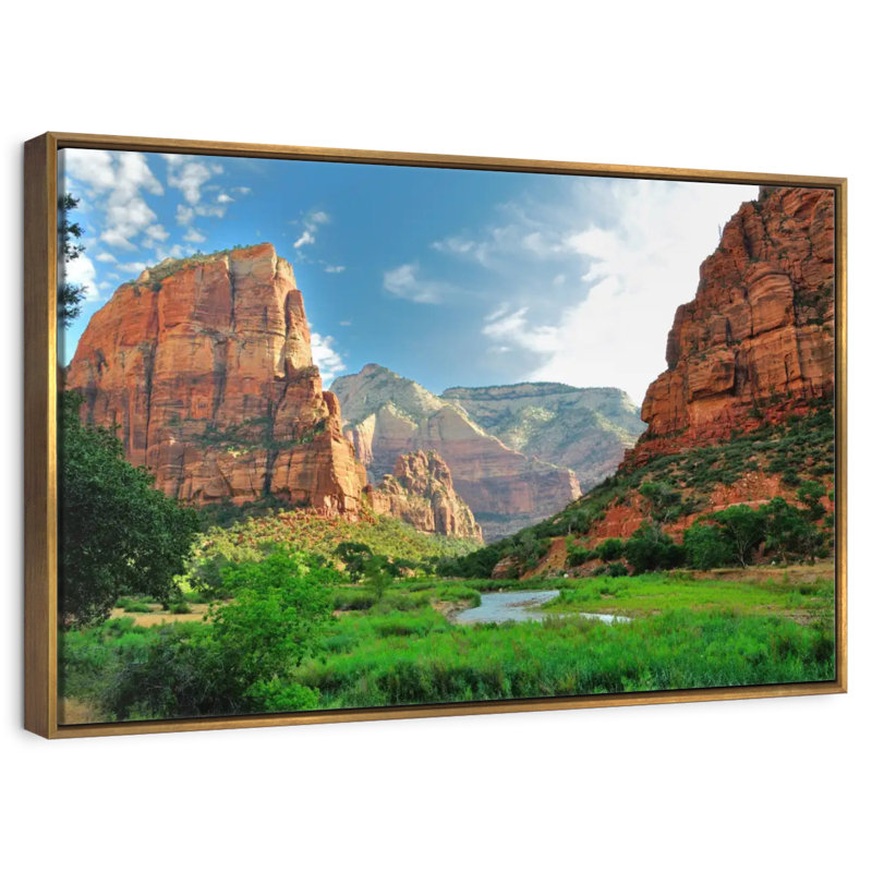 Canyons du parc national de Zion, Cadre flottant doré, 43 po x 29 po