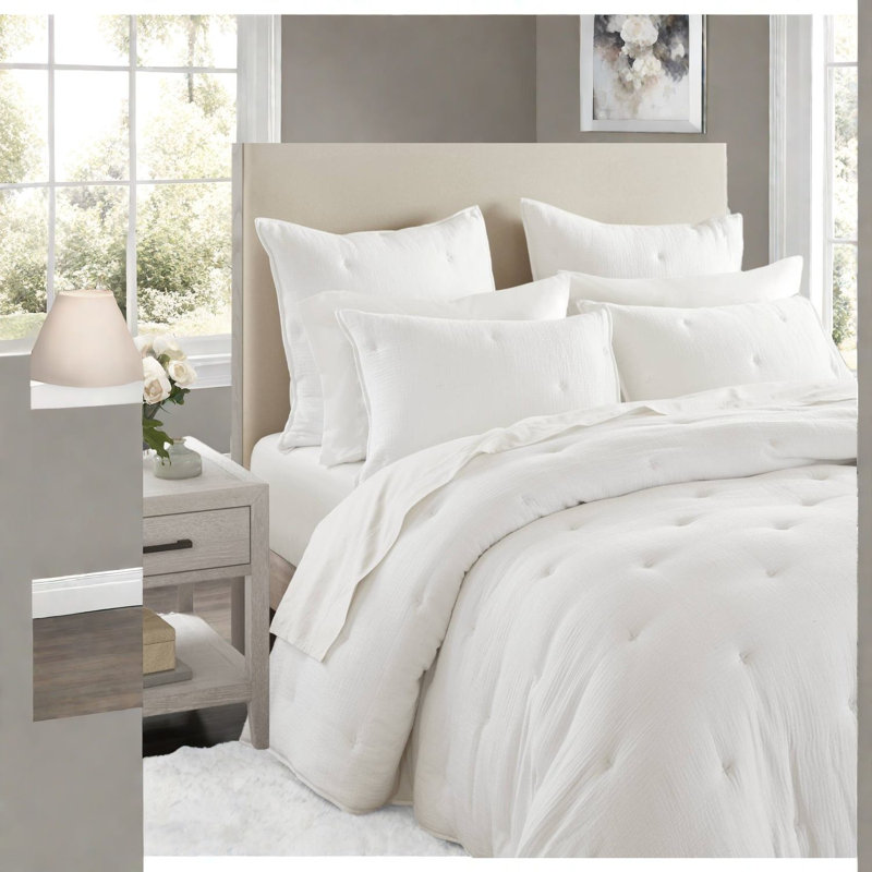 Premium Cotton Bedding Set Euro Sham, Embroidered Style, Cozy Home
