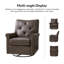 Chaise berçante pivotante en cuir véritable de 31 po avec dossier capitonné et garniture cloutée Stratton-8065963