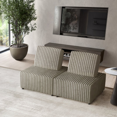 Ensemble de 2 chaises modulaires en velours beige