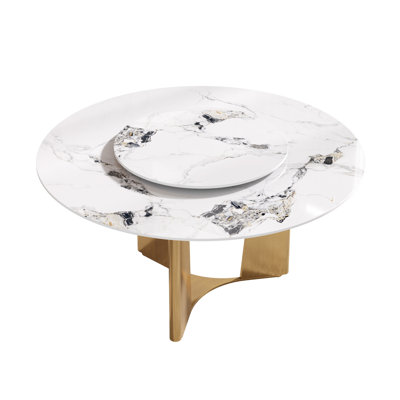 Round Sintered Stone Dining Table With Lazy Susan