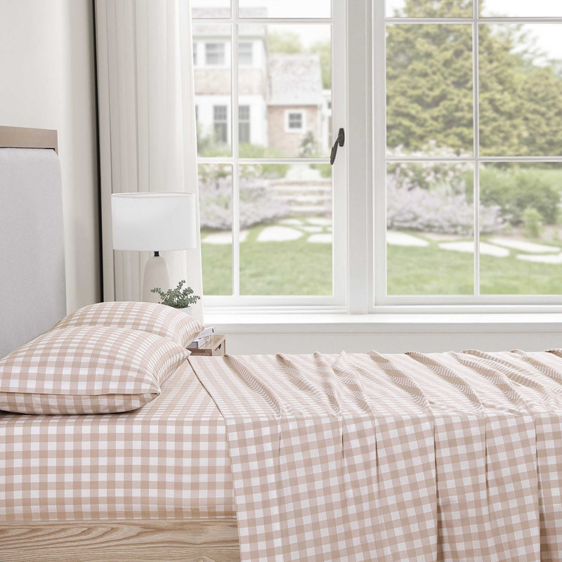 Ensemble de draps en percale de coton à motif floral Stone Cottage Mae Stone Cottage, Beige