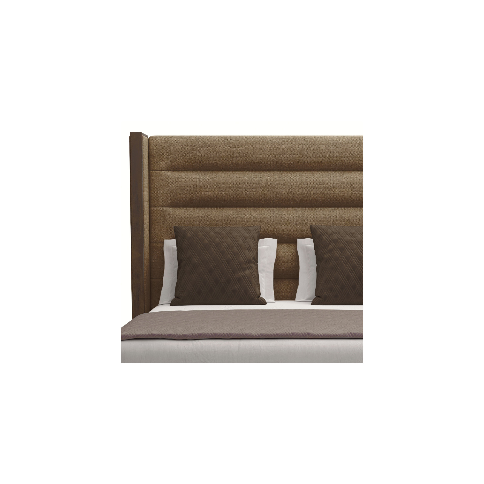 Ally Upholstered Wingback Bed, Queen, Brown Flax Revolution®