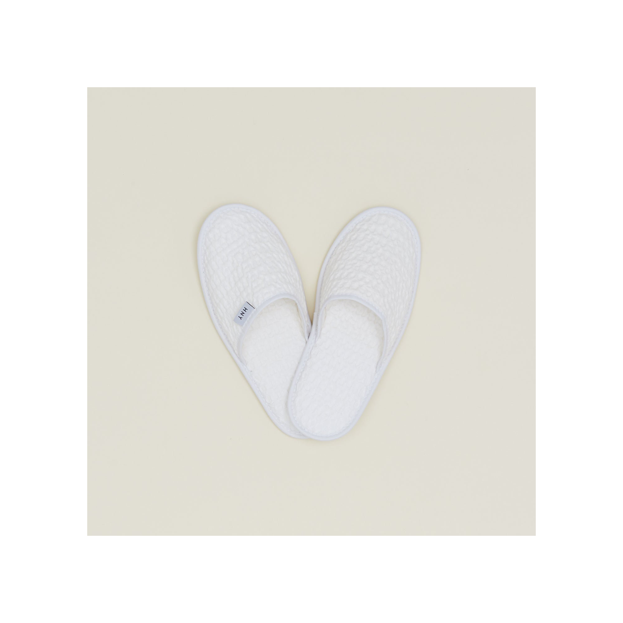 Simple Cotton Waffle Slippers, Medium, White