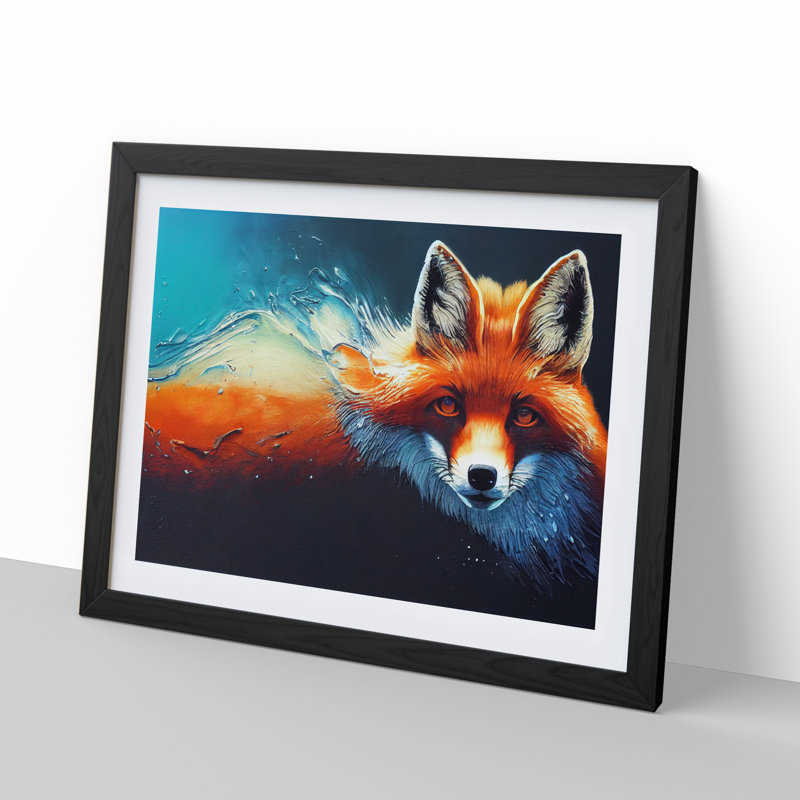 Fox Vol.1 - Single Picture Frame Painting, Black, 46cm H x 64cm W x 2cm D